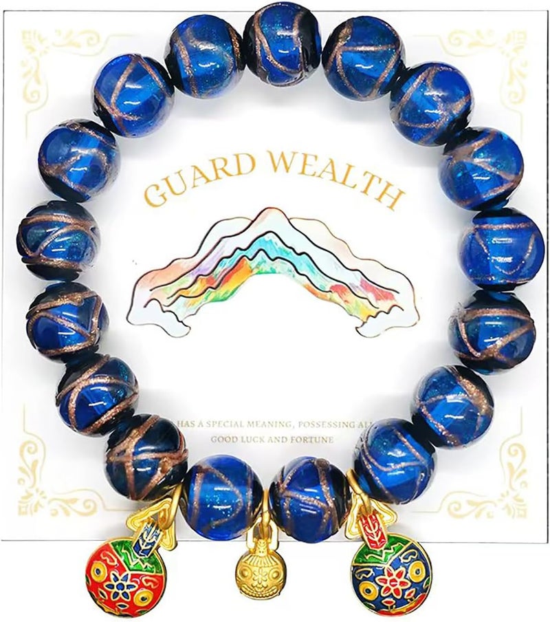 CNYTPE Colorful Gray Glaze Bracelet for Men and Women – Imperial Palace-Style Gold-Swallowing Beast Family Guardian Jewelry, Ancient Oriental Glazed Beads for Good Luck & Abundance Flow, Energy-Balancing Harmony Bracelet - Image 1
